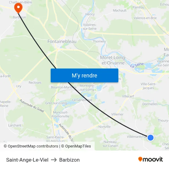 Saint-Ange-Le-Viel to Barbizon map