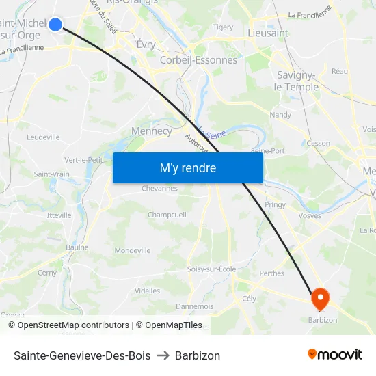 Sainte-Genevieve-Des-Bois to Barbizon map