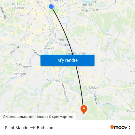 Saint-Mande to Barbizon map