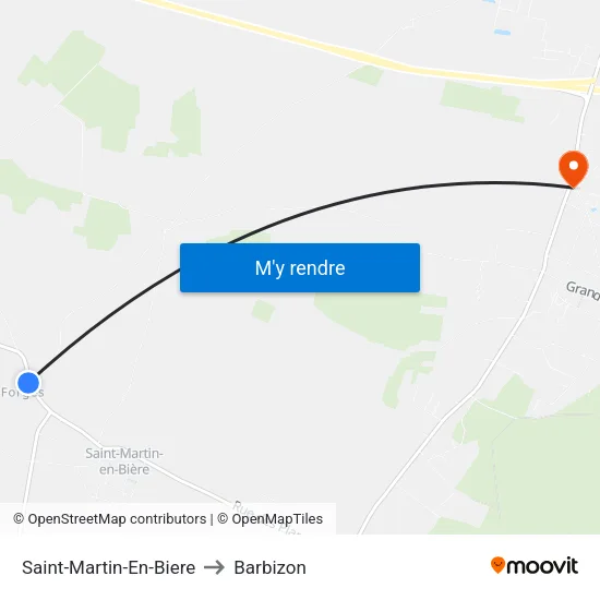 Saint-Martin-En-Biere to Barbizon map