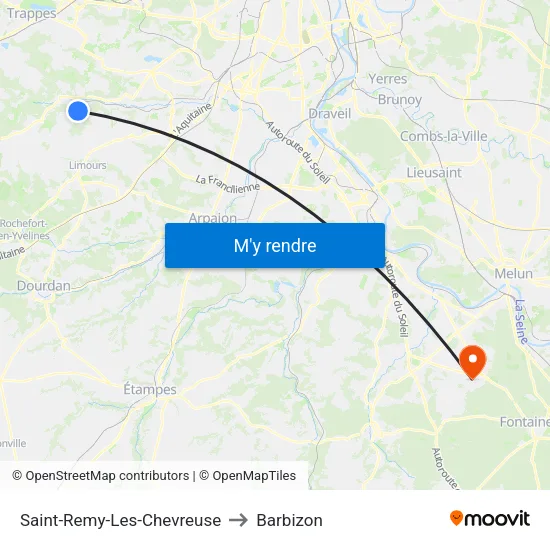 Saint-Remy-Les-Chevreuse to Barbizon map