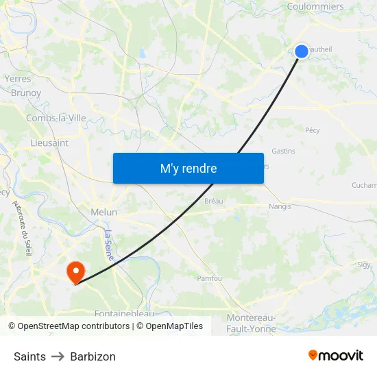 Saints to Barbizon map