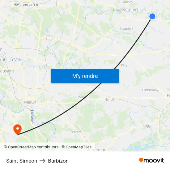 Saint-Simeon to Barbizon map