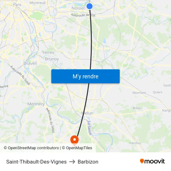 Saint-Thibault-Des-Vignes to Barbizon map