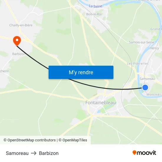 Samoreau to Barbizon map