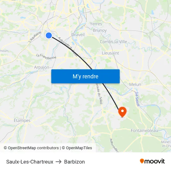 Saulx-Les-Chartreux to Barbizon map
