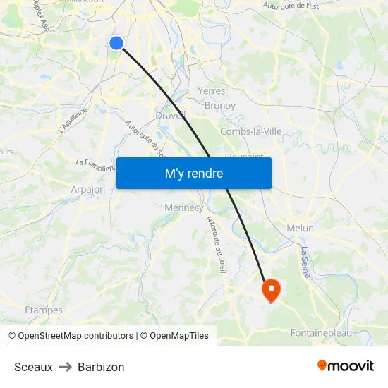 Sceaux to Barbizon map