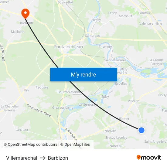 Villemarechal to Barbizon map