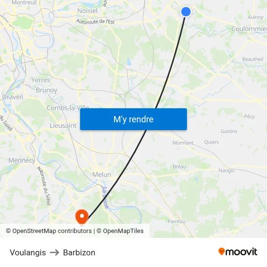 Voulangis to Barbizon map