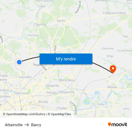 Attainville to Barcy map