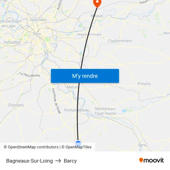 Bagneaux-Sur-Loing to Barcy map