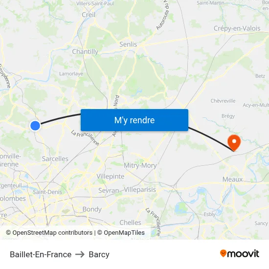 Baillet-En-France to Barcy map