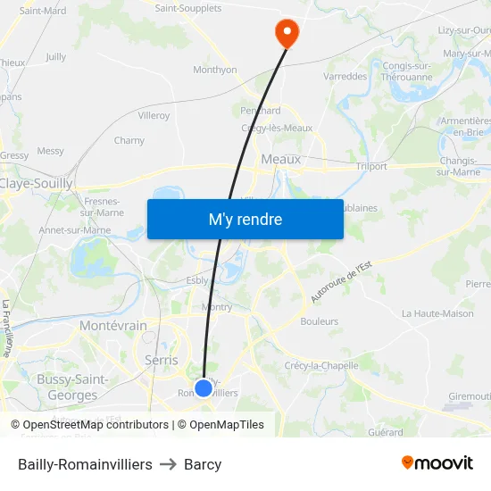 Bailly-Romainvilliers to Barcy map