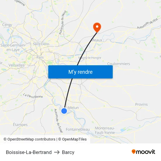 Boissise-La-Bertrand to Barcy map