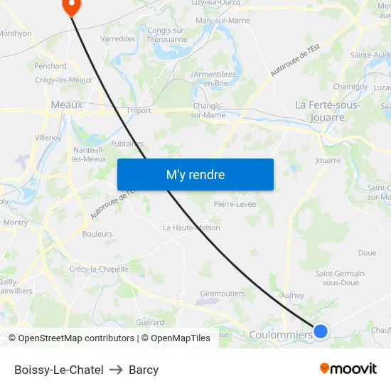 Boissy-Le-Chatel to Barcy map
