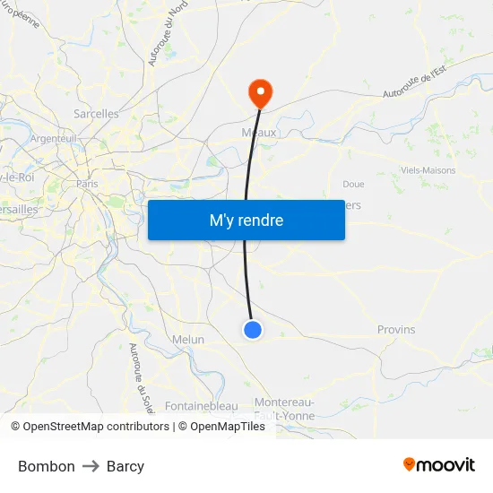 Bombon to Barcy map