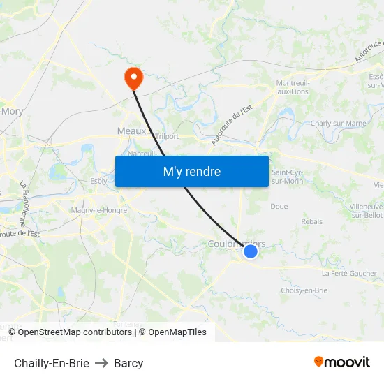 Chailly-En-Brie to Barcy map