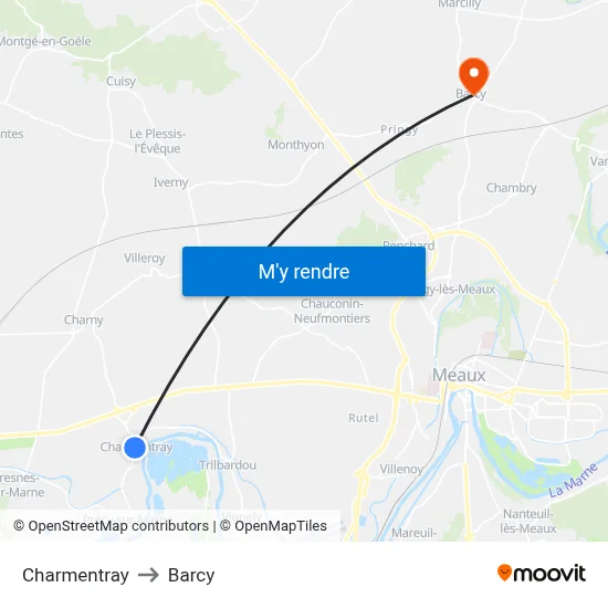 Charmentray to Barcy map
