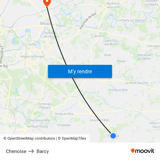 Chenoise to Barcy map