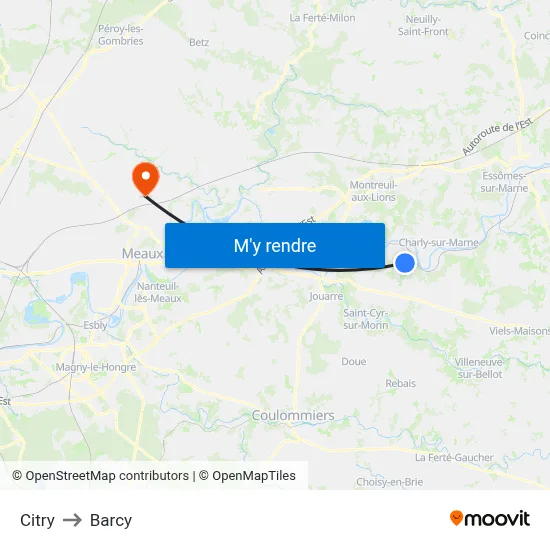 Citry to Barcy map