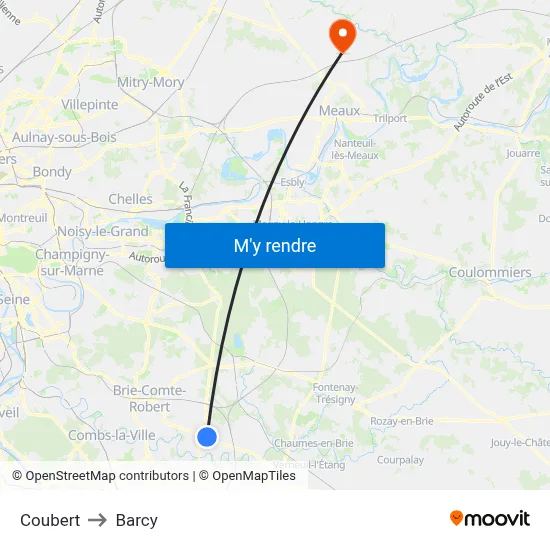 Coubert to Barcy map