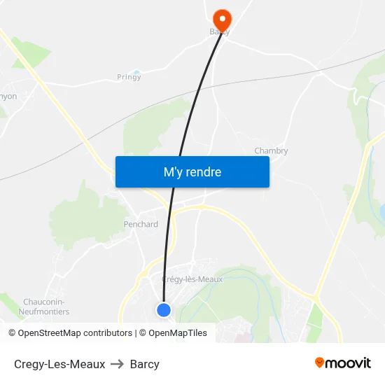 Cregy-Les-Meaux to Barcy map