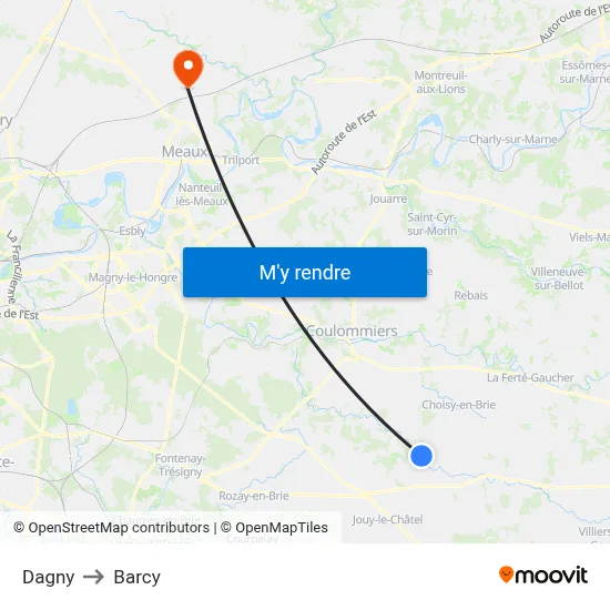 Dagny to Barcy map