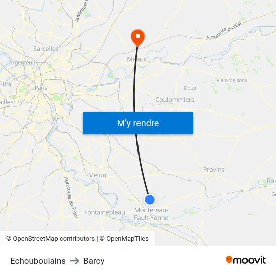 Echouboulains to Barcy map