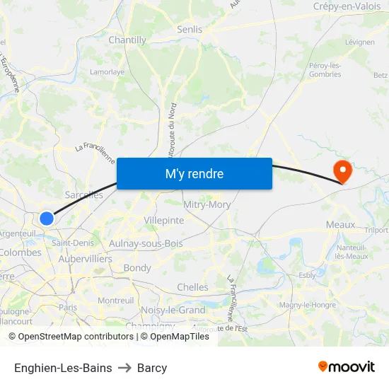 Enghien-Les-Bains to Barcy map