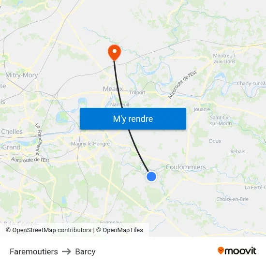 Faremoutiers to Barcy map