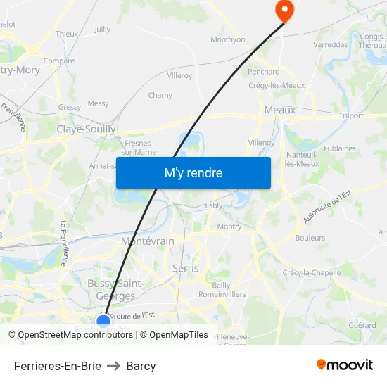 Ferrieres-En-Brie to Barcy map