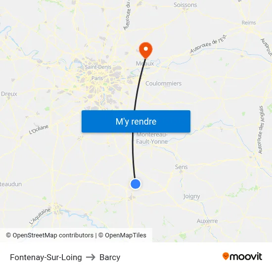 Fontenay-Sur-Loing to Barcy map