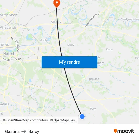 Gastins to Barcy map