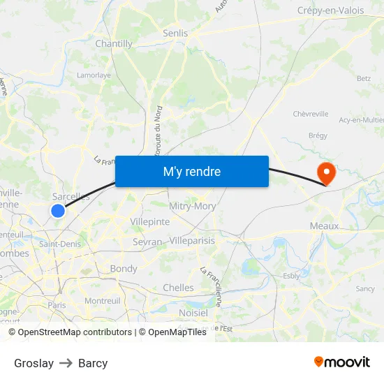 Groslay to Barcy map