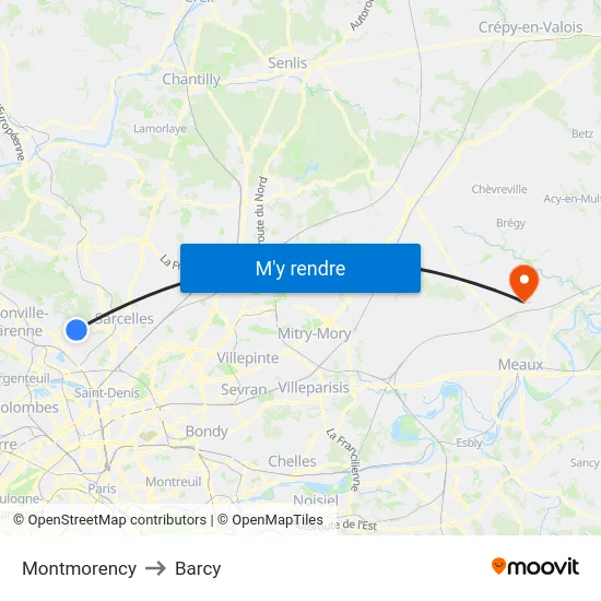 Montmorency to Barcy map