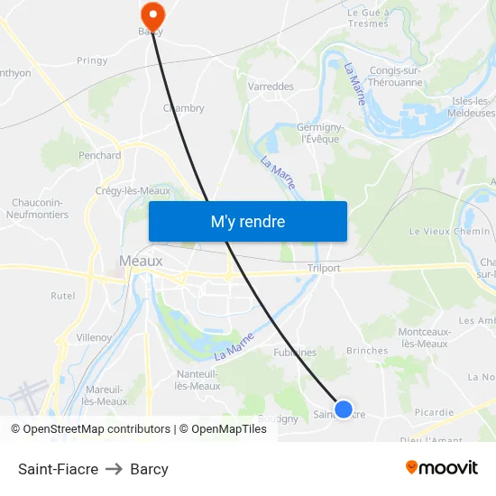 Saint-Fiacre to Barcy map