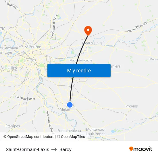 Saint-Germain-Laxis to Barcy map