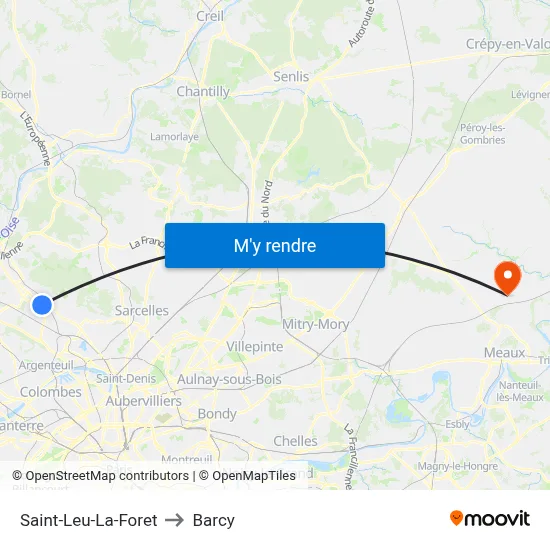 Saint-Leu-La-Foret to Barcy map
