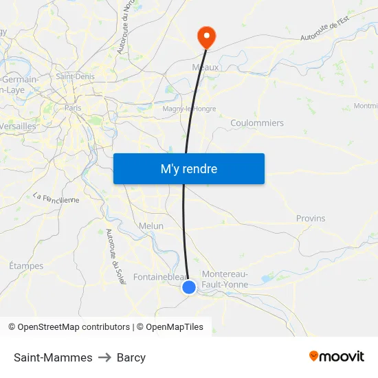 Saint-Mammes to Barcy map