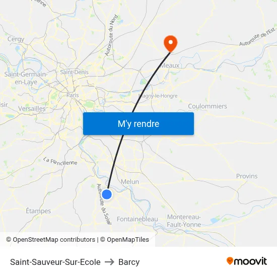 Saint-Sauveur-Sur-Ecole to Barcy map