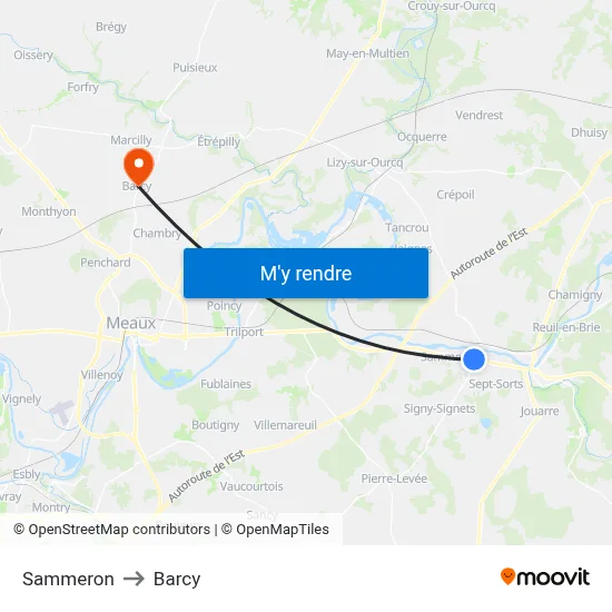 Sammeron to Barcy map