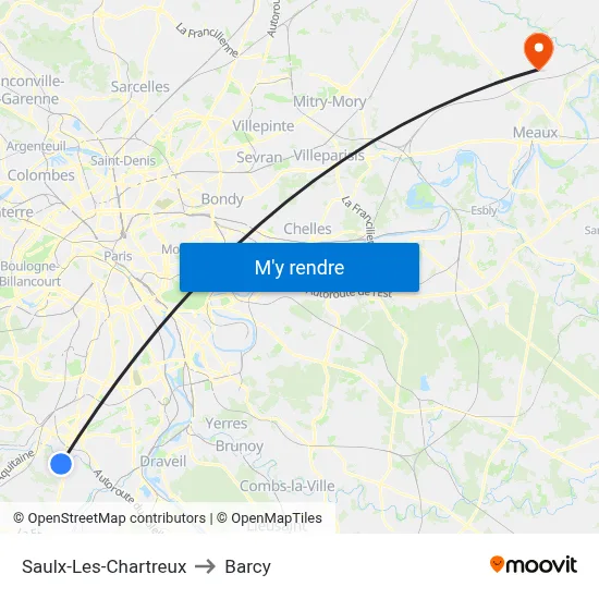 Saulx-Les-Chartreux to Barcy map