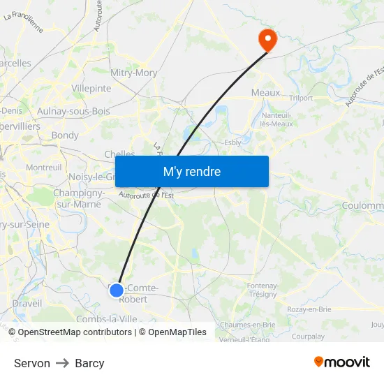 Servon to Barcy map