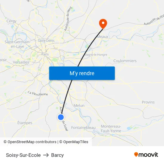 Soisy-Sur-Ecole to Barcy map