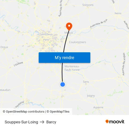Souppes-Sur-Loing to Barcy map
