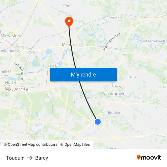 Touquin to Barcy map