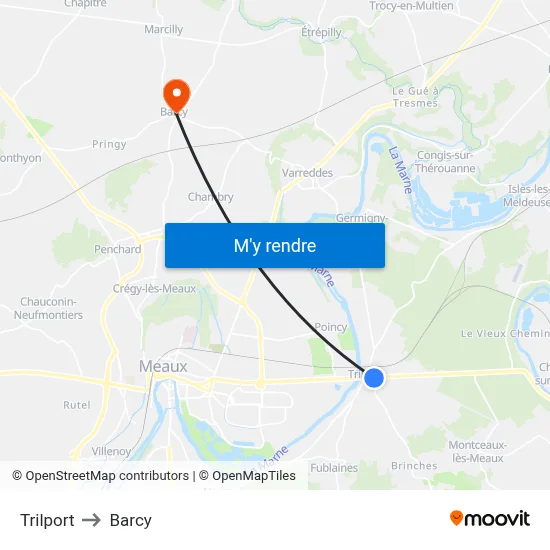 Trilport to Barcy map