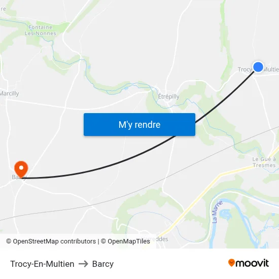 Trocy-En-Multien to Barcy map