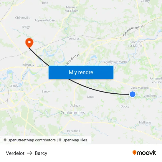 Verdelot to Barcy map