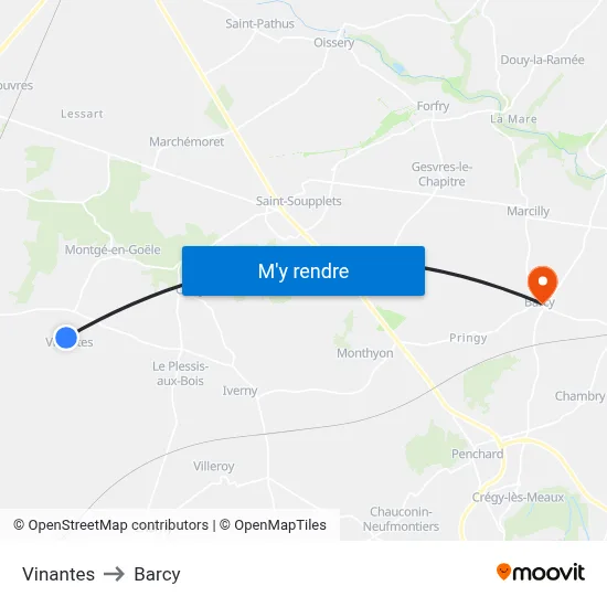 Vinantes to Barcy map